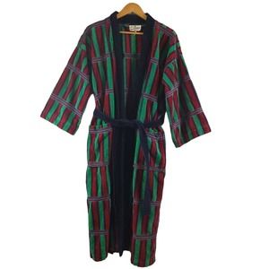 Vintage Joe Roebuck Adult Bath Robe Red, Green & Blue One Size Fits All